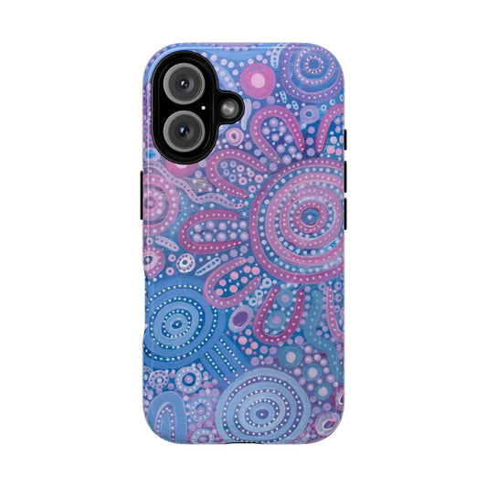 Magnetic phone case featuring Aboriginal art design