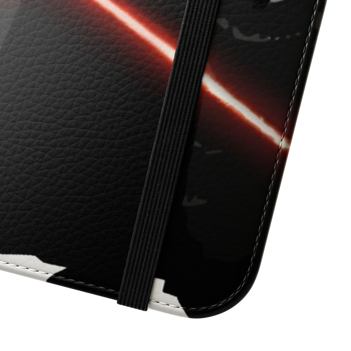 Dark side-themed flip cover phone case with Sith and Darth Vader imagery - Close Up