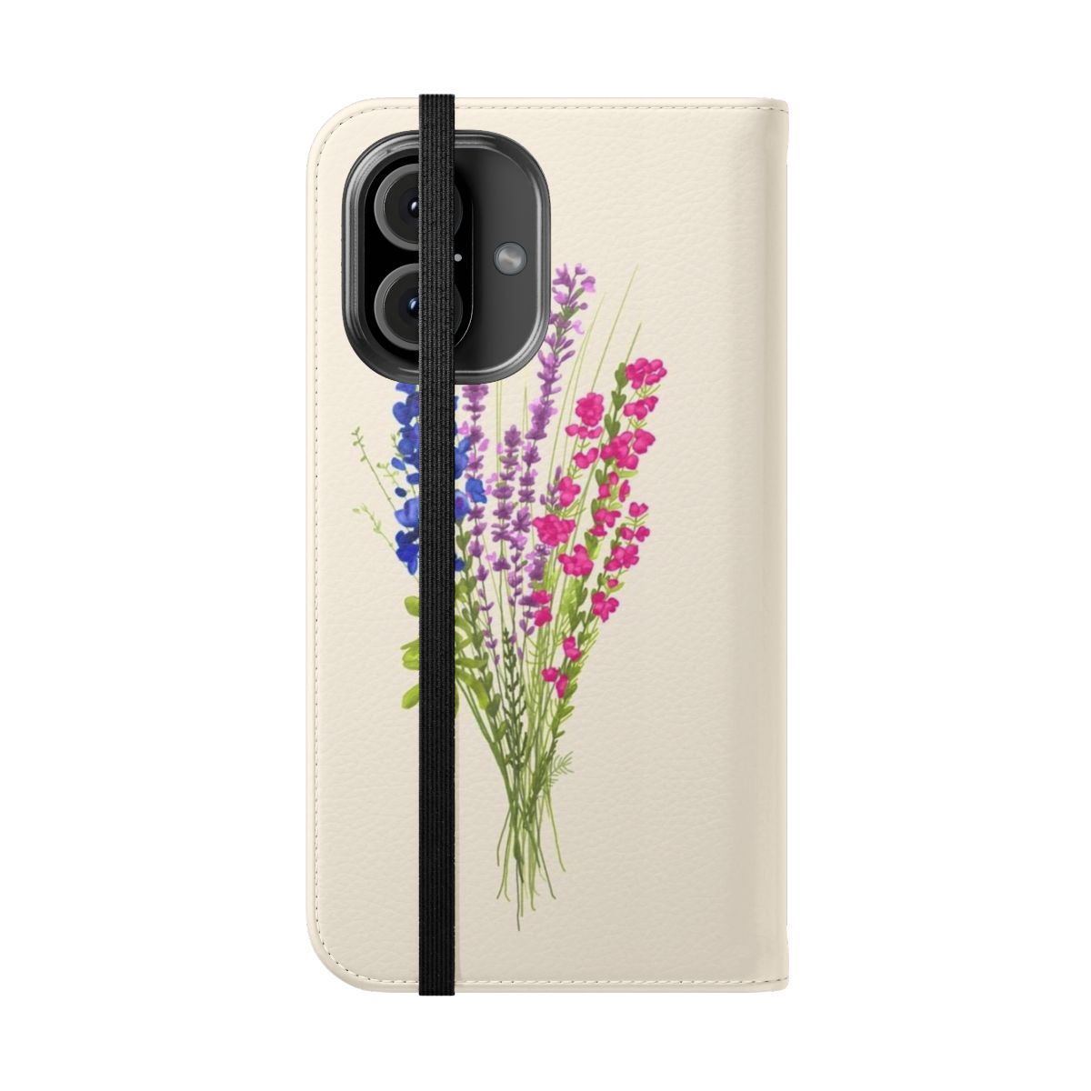 Subtle bi pride flowers on a pastel phone case - Folded Front