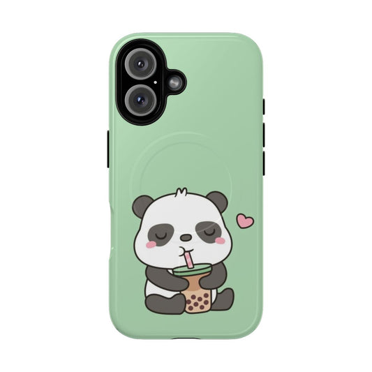 Cute panda enjoying boba tea phone case