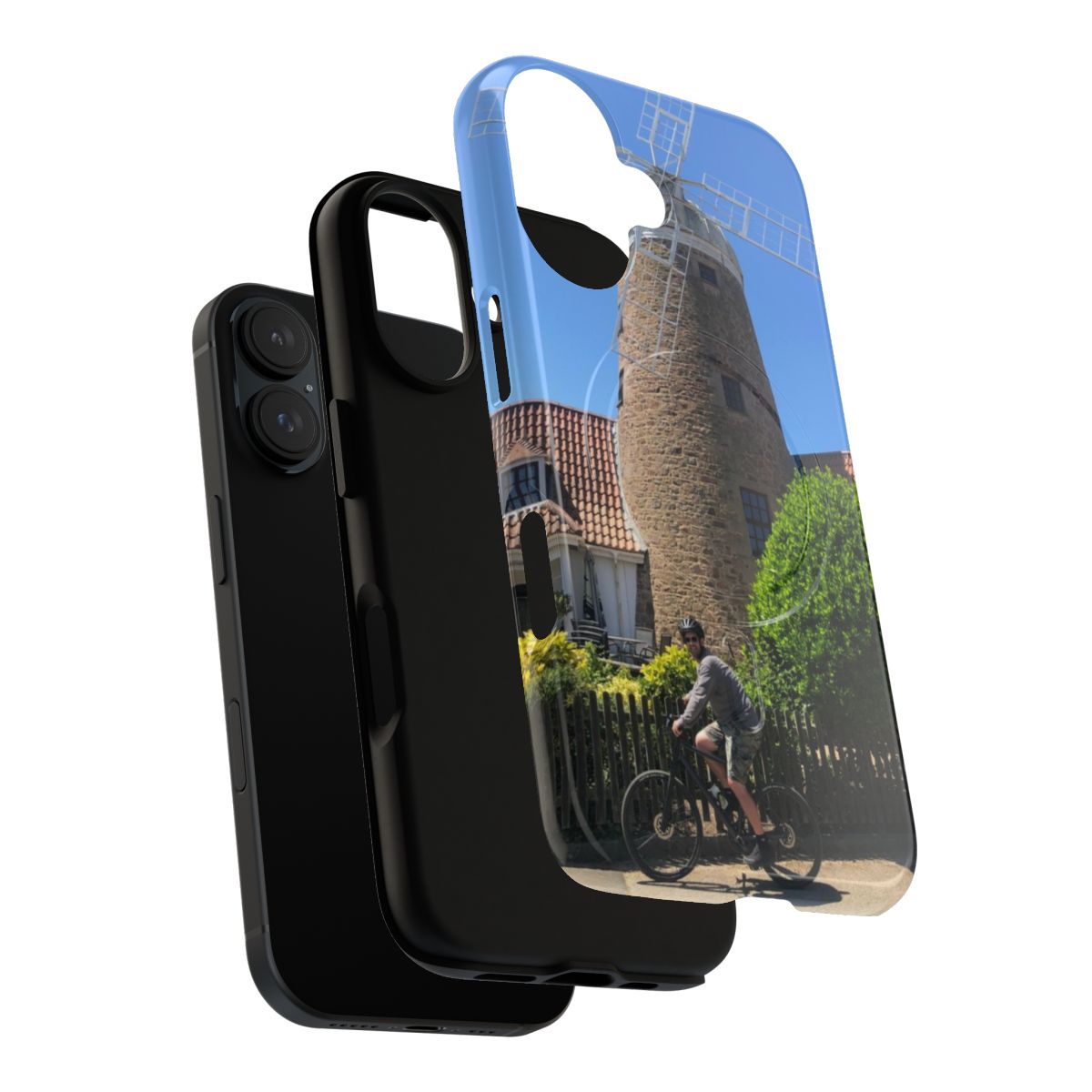 Tough magnetic phone case with windmill countryside landscape design - Layers