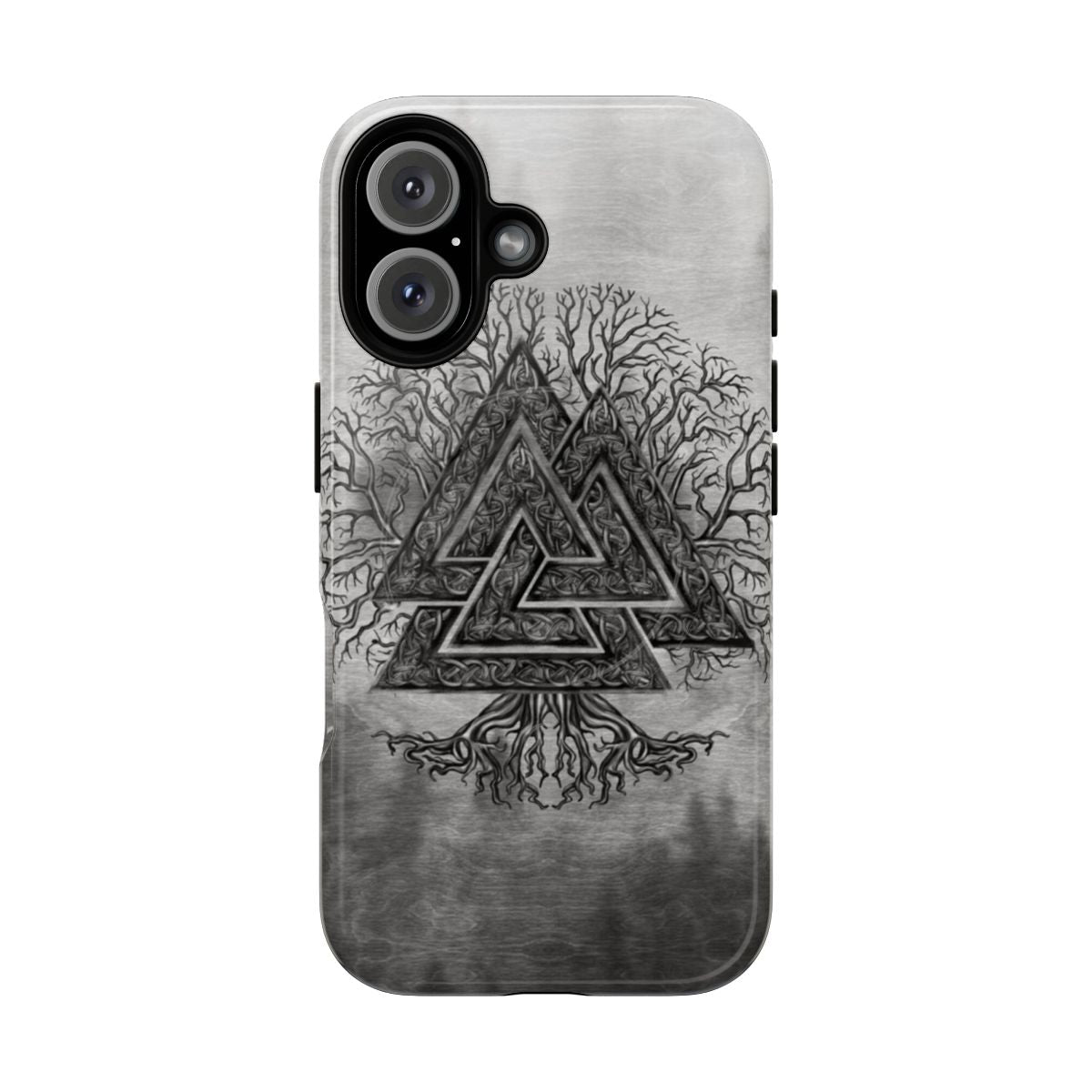 Valknut and Yggdrasil design on a tough, magnetic phone case