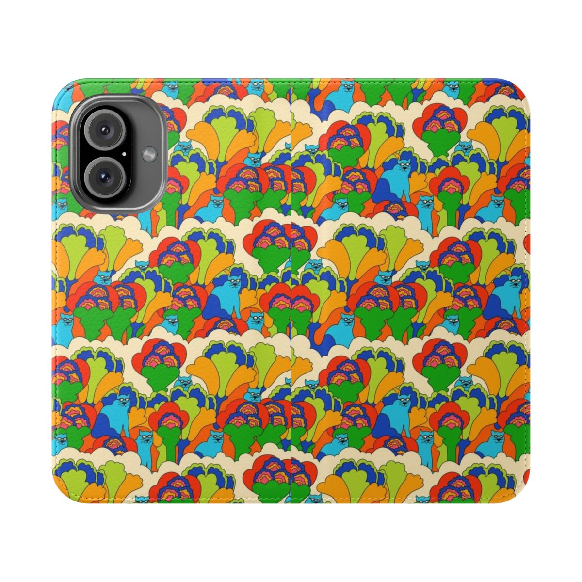 Colorful psychedelic blue cats design phone case cover