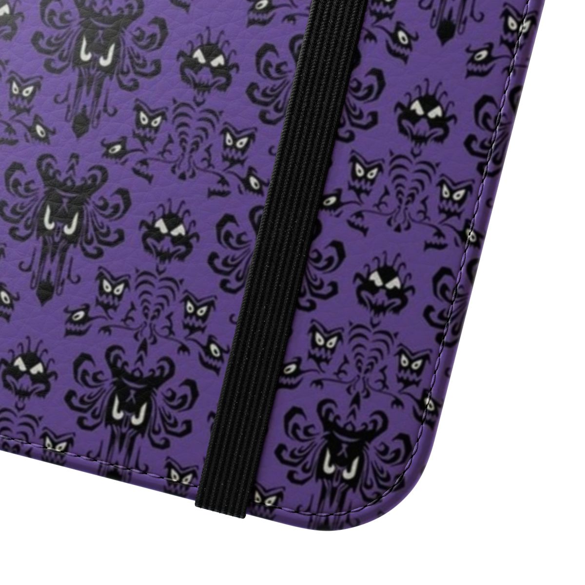 Haunted Mansion inspired purple and dark damask pattern phone case - Close Up