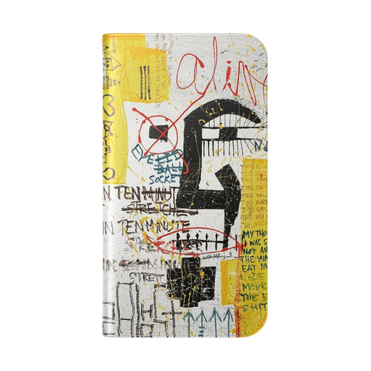 Artistic flip cover phone case with abstract, neo-expressionist style designs - Folded Back