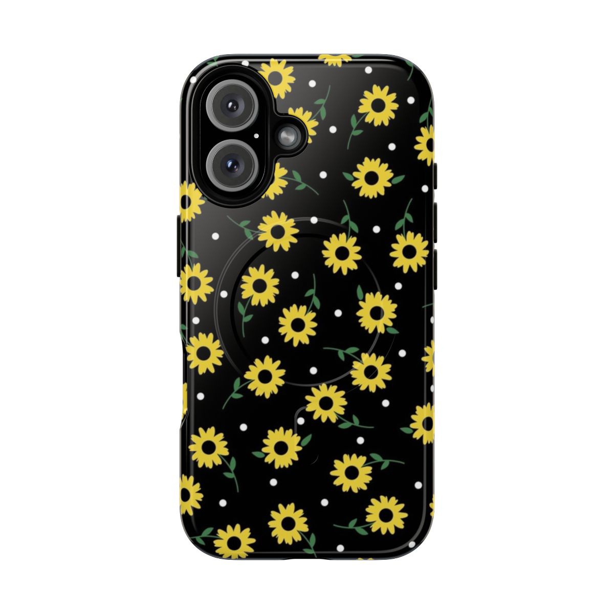 Sunflower field pattern on a protective phone case