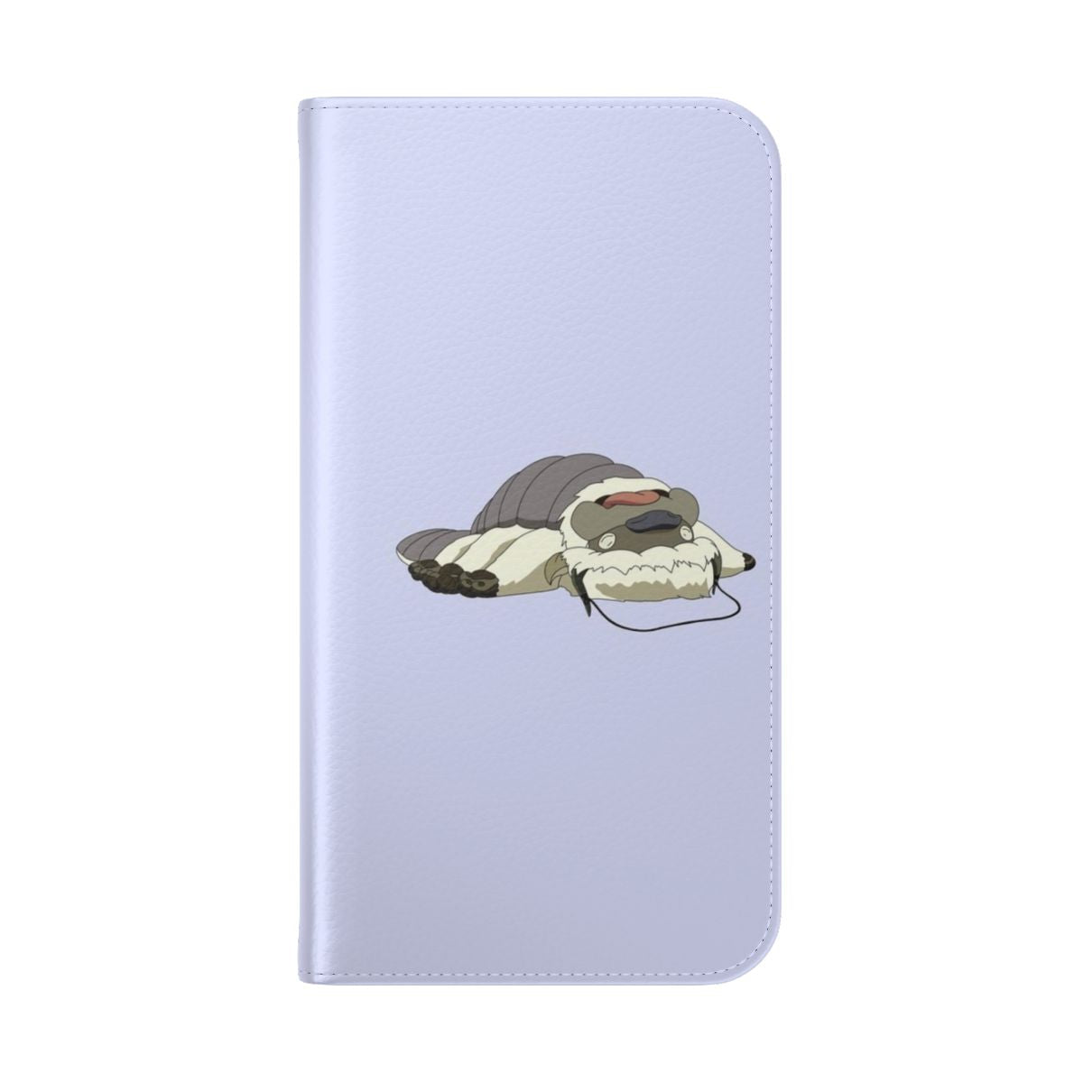 An adorable flip phone case featuring a sleepy Appa from the popular anime series Avatar: The Last Airbender. - Folded Back