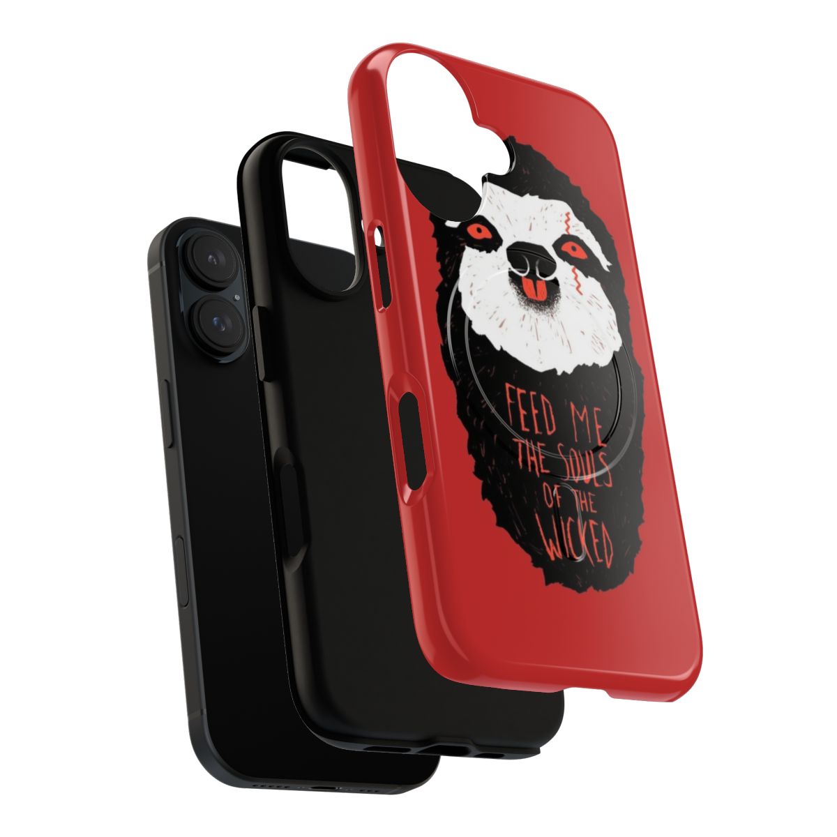 Magnetic protective phone case with a scary, demonic sloth design - Layers