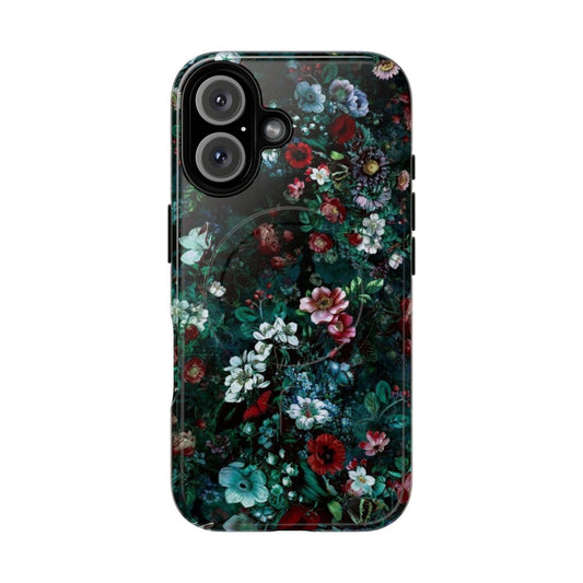 Colorful and artistic neon floral pattern on a magnetic tough phone case