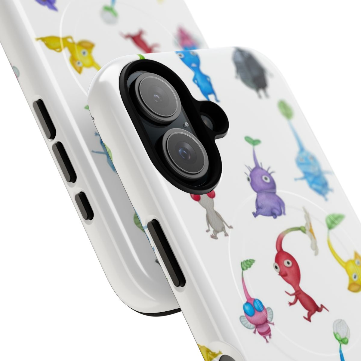 Watercolor-style Pikmin video game character themed magnetic tough phone case - Detail