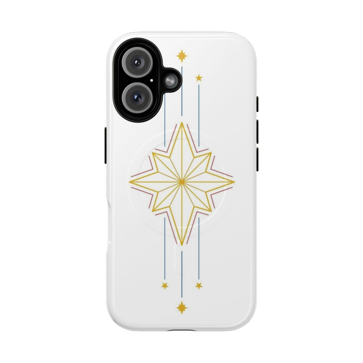 Marvel-inspired magnetic tough phone case with lines design featuring Captain Marvel/Carol Danvers