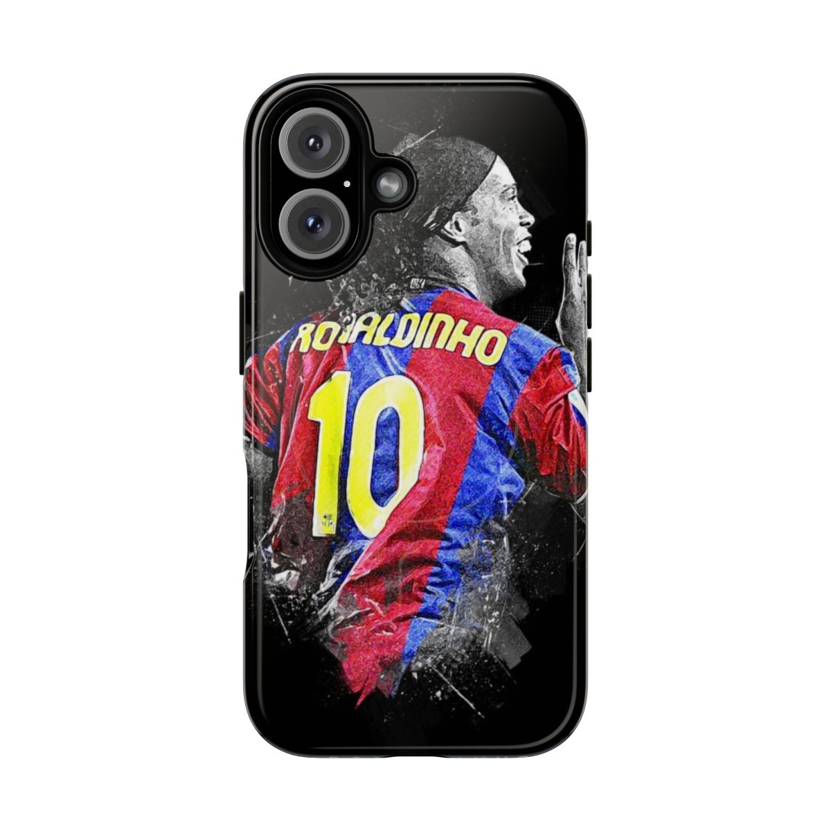 Customized magnetic tough phone case featuring Ronaldinho, the legendary Brazilian football player.