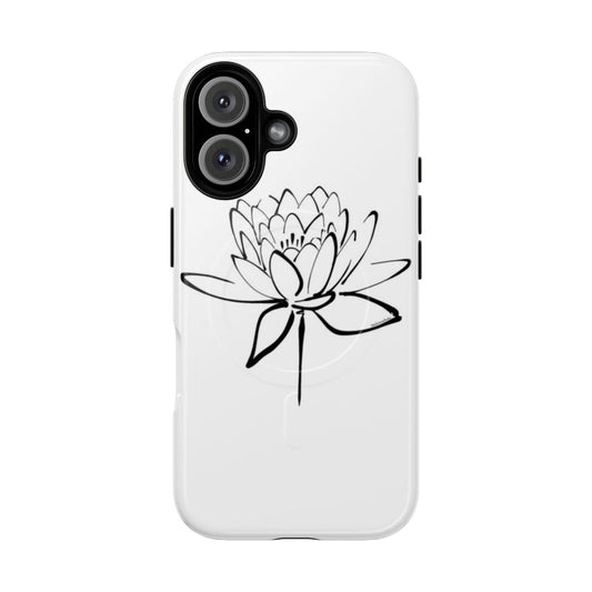 Sleek phone case featuring a minimalist lotus flower calligraphy design