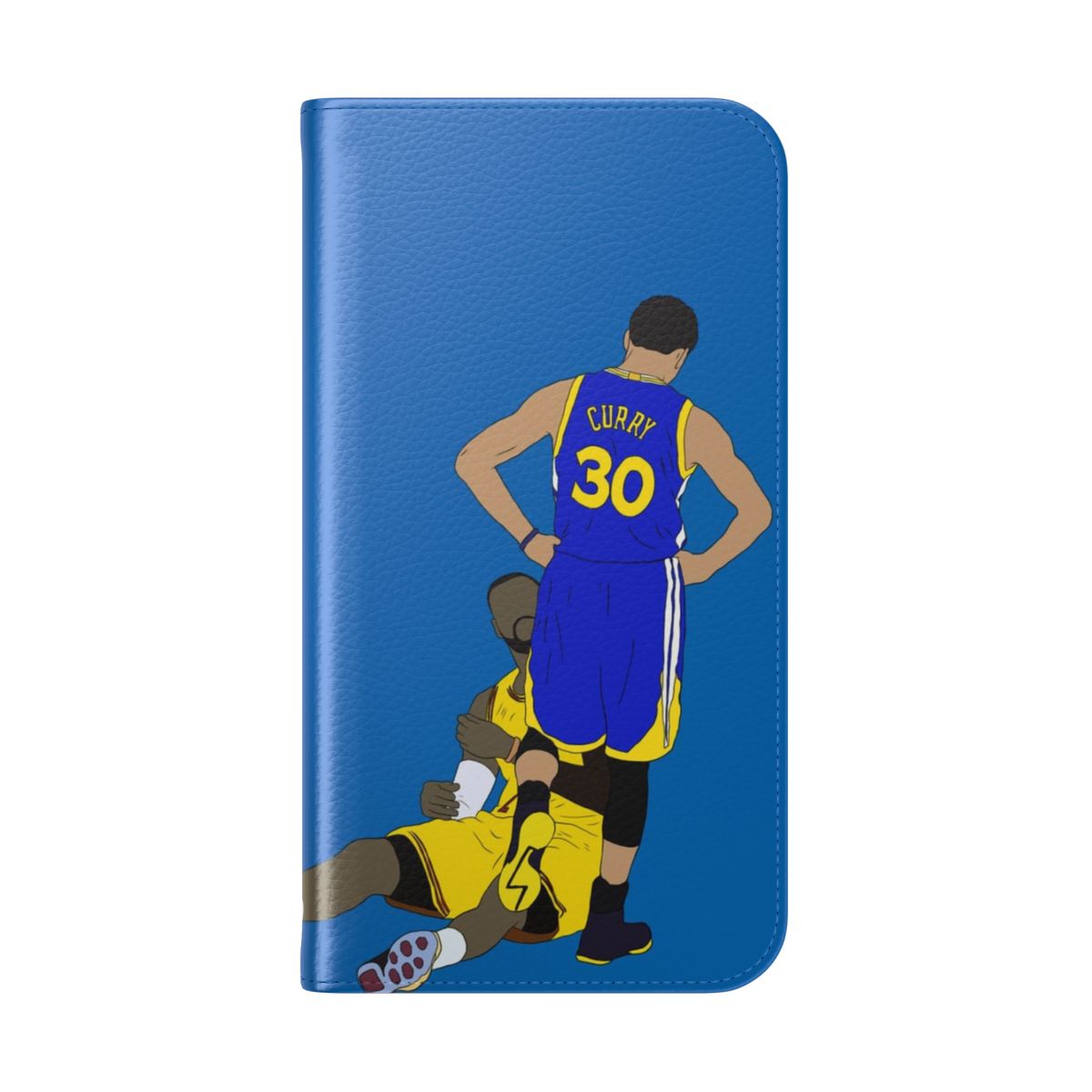 Basketball Rivals Flip Cover Phone Case featuring Steph Curry and LeBron James - Folded Back