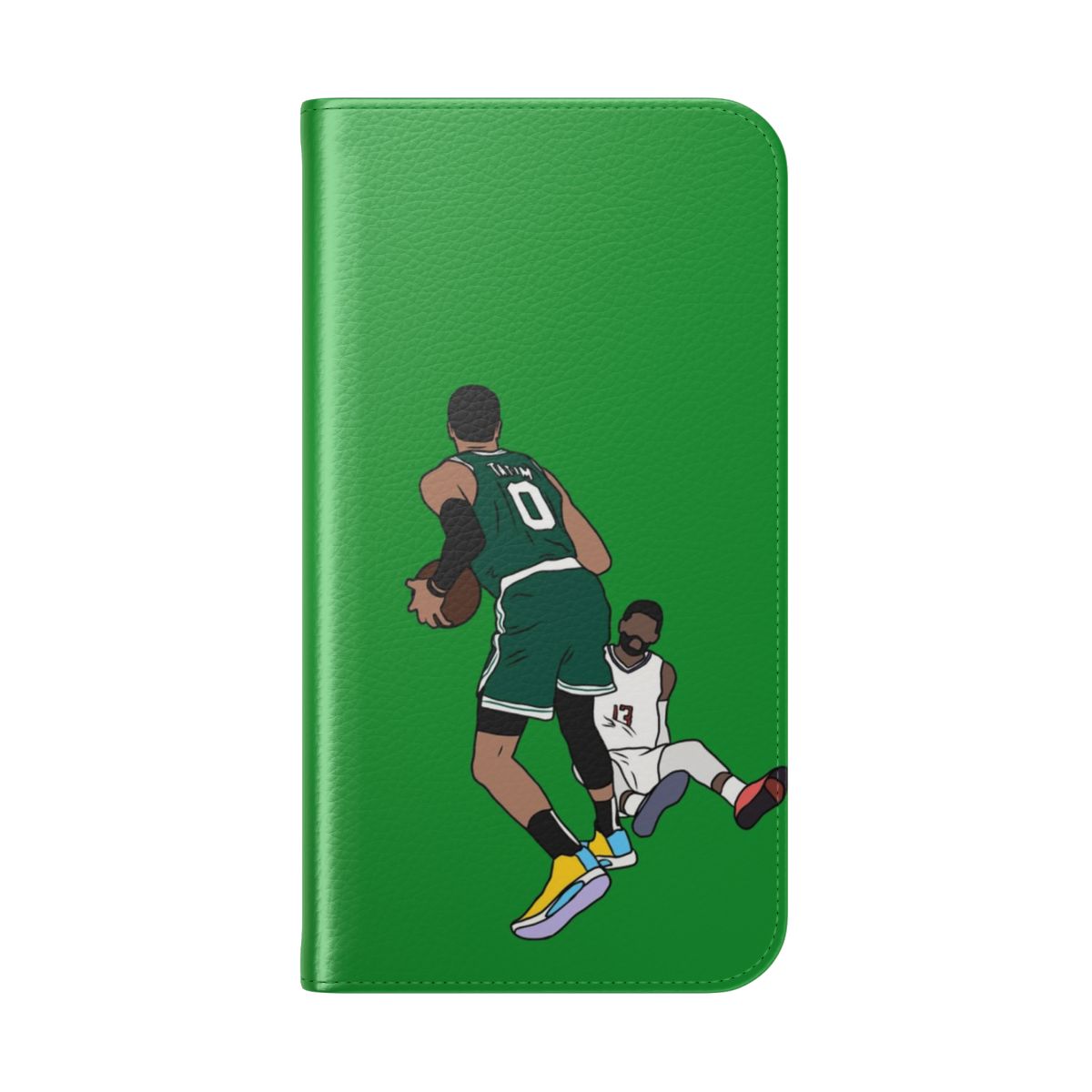 Jayson Tatum basketball player crossing over Paul George on a flip cover phone case - Folded Back