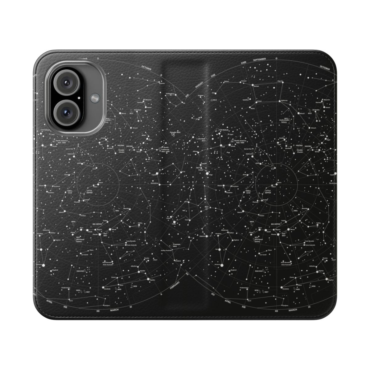 Constellation-themed phone case with star and zodiac design