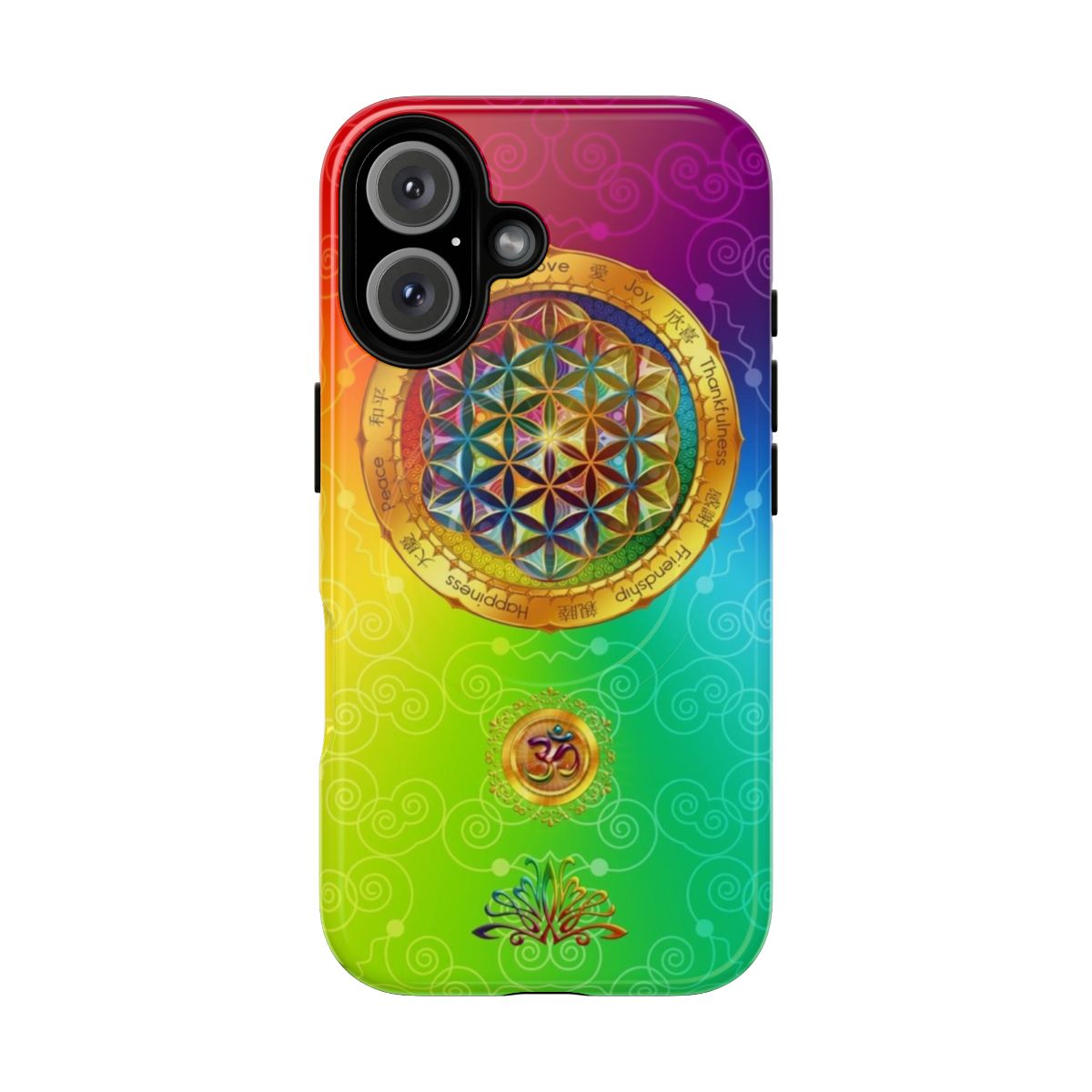 Flower of Life magnetic phone case featuring sacred geometry design