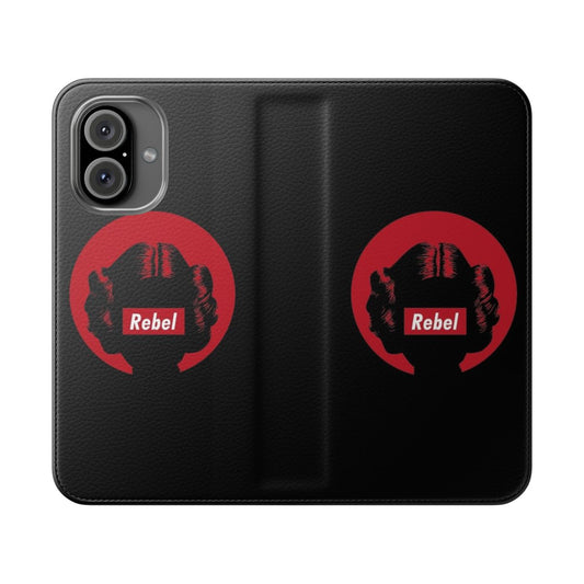 Rebel Sci-Fi Flip Cover Phone Case with Princess Leia Inspired Design