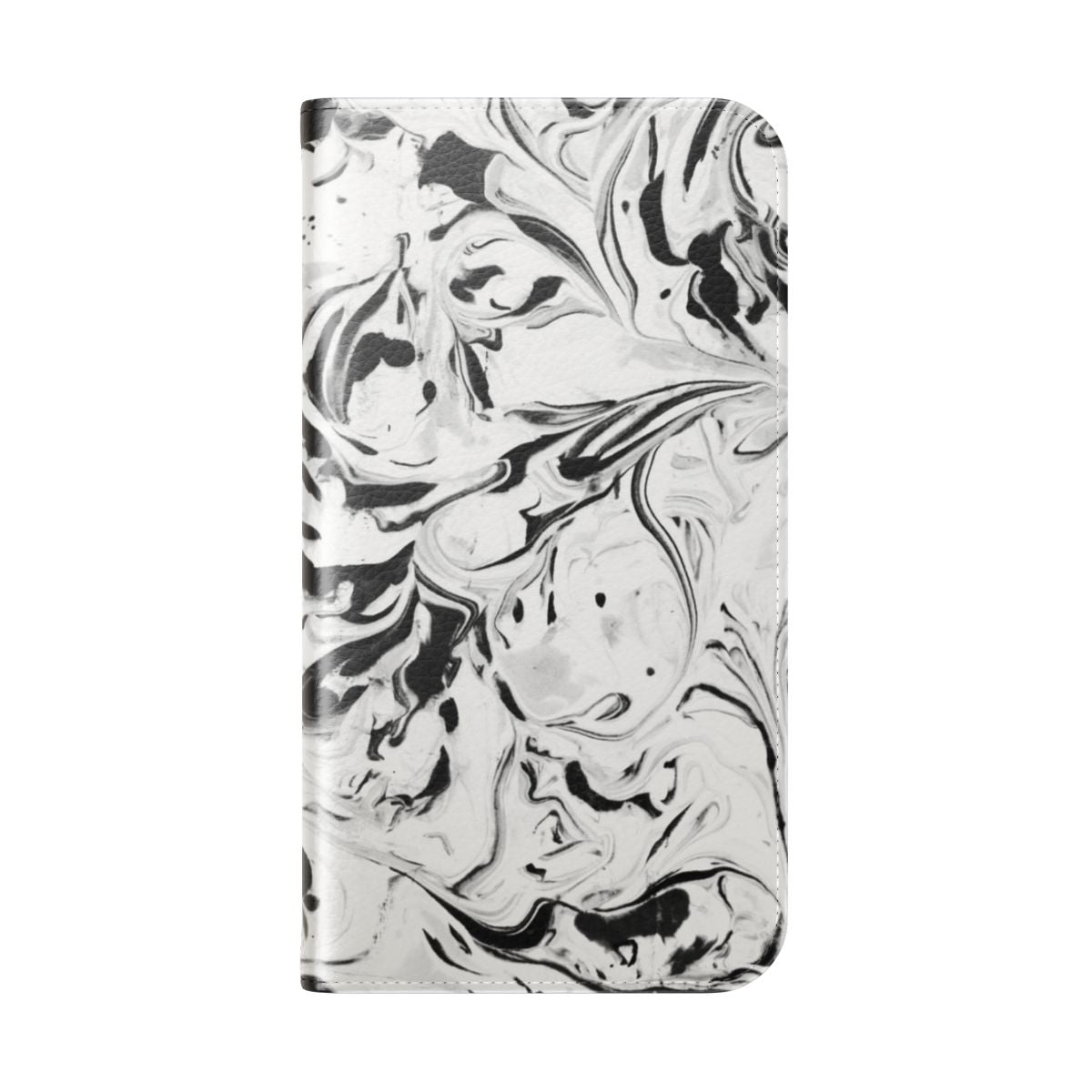 Stylish black and white marble pattern design on a minimalist phone case - Folded Back