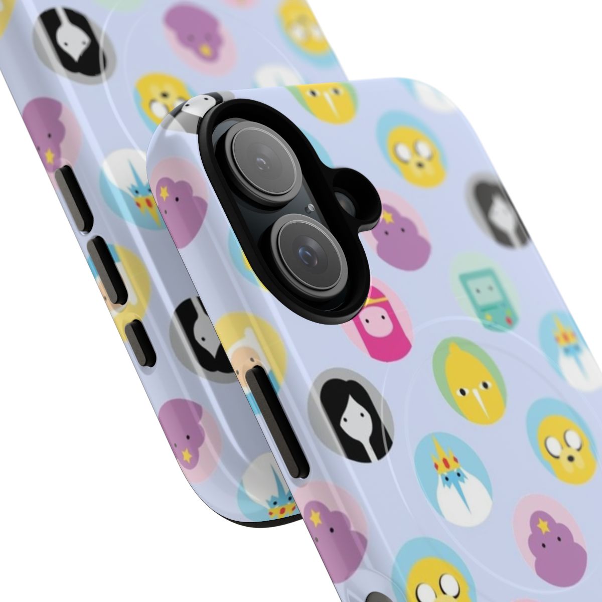 Tough, magnetic phone case with colorful Adventure Time characters and designs - Detail