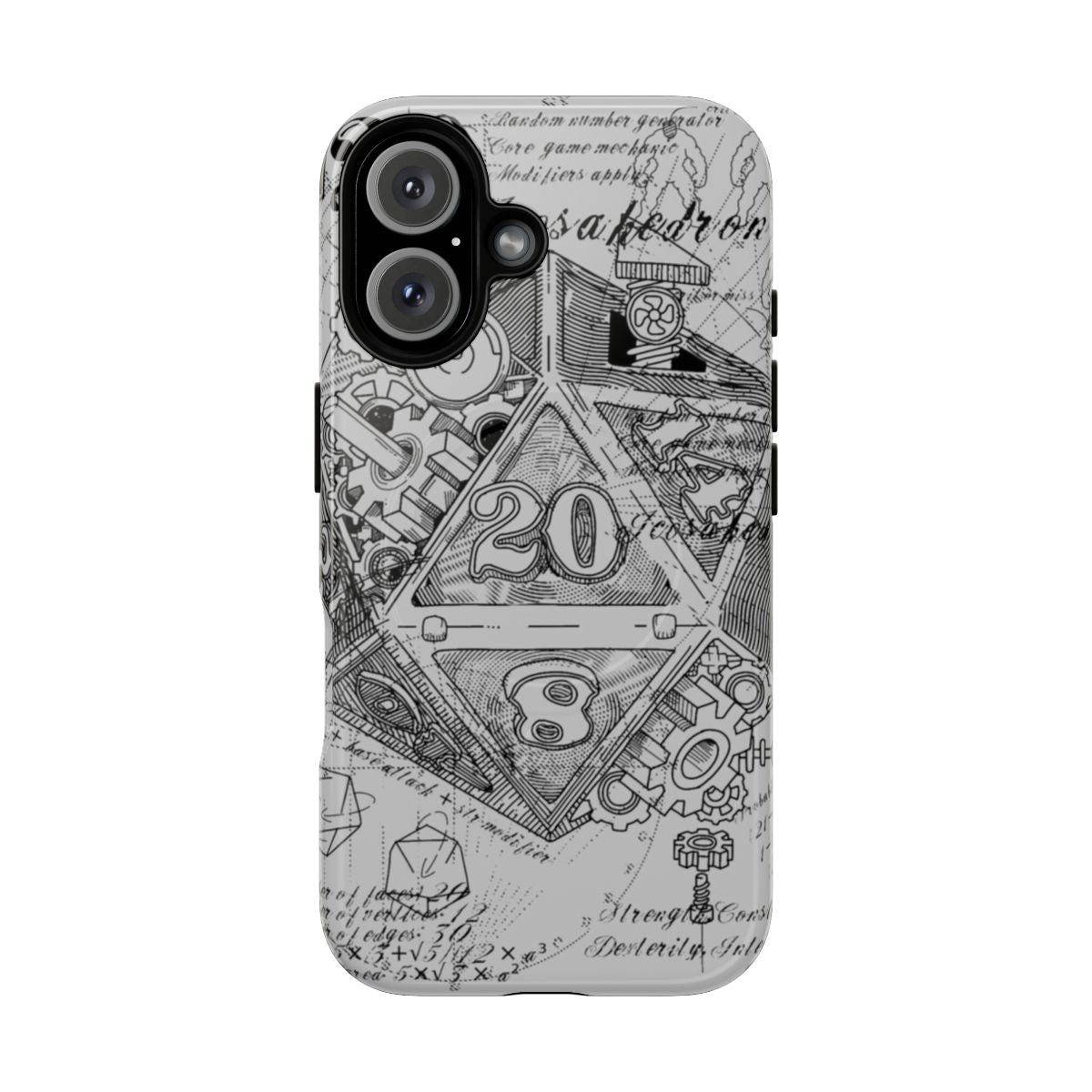 A tough, magnetic phone case featuring a vintage-inspired d20 design for gamers and geeks.