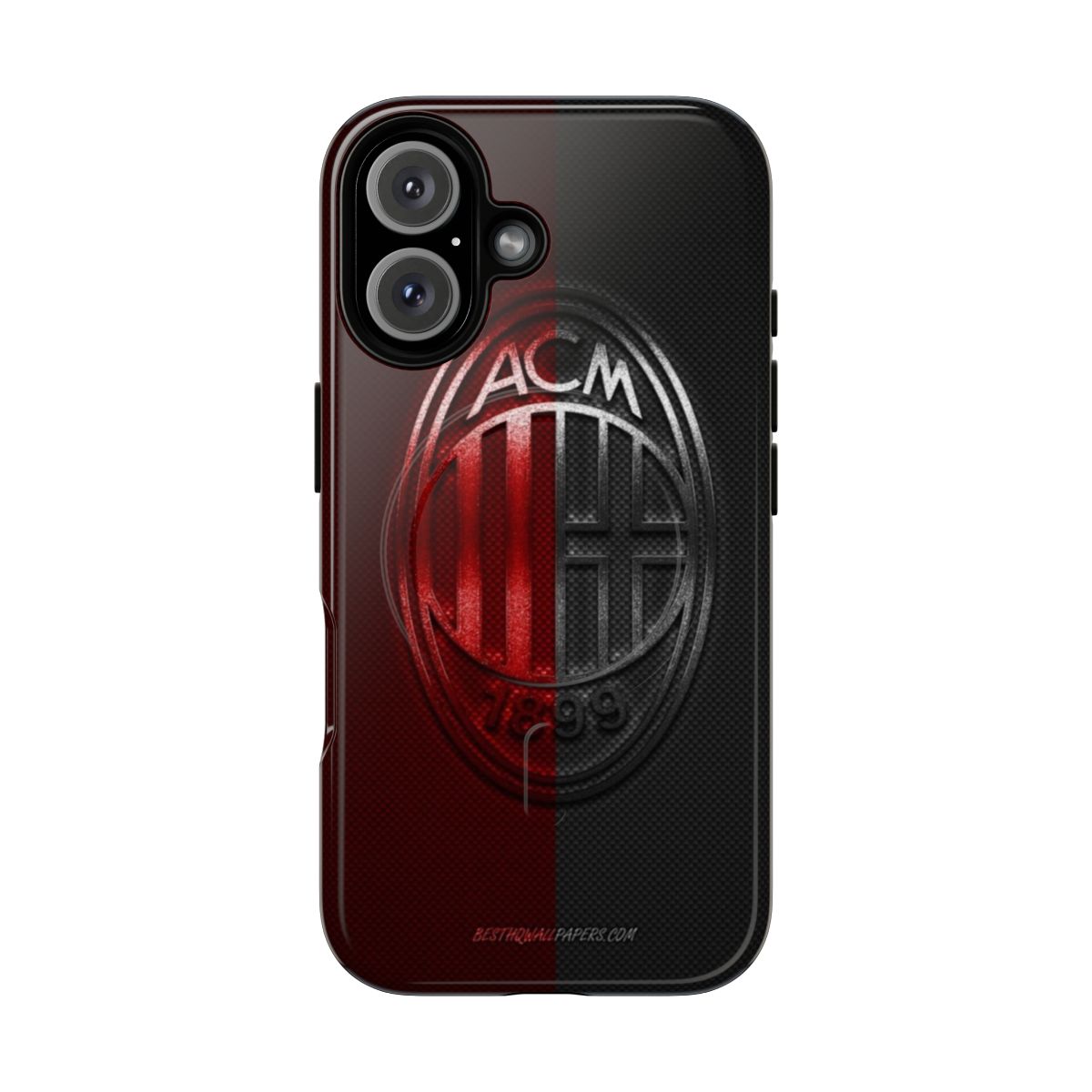 Magnetic tough phone cases featuring the colors and logos of AC Milan football club.