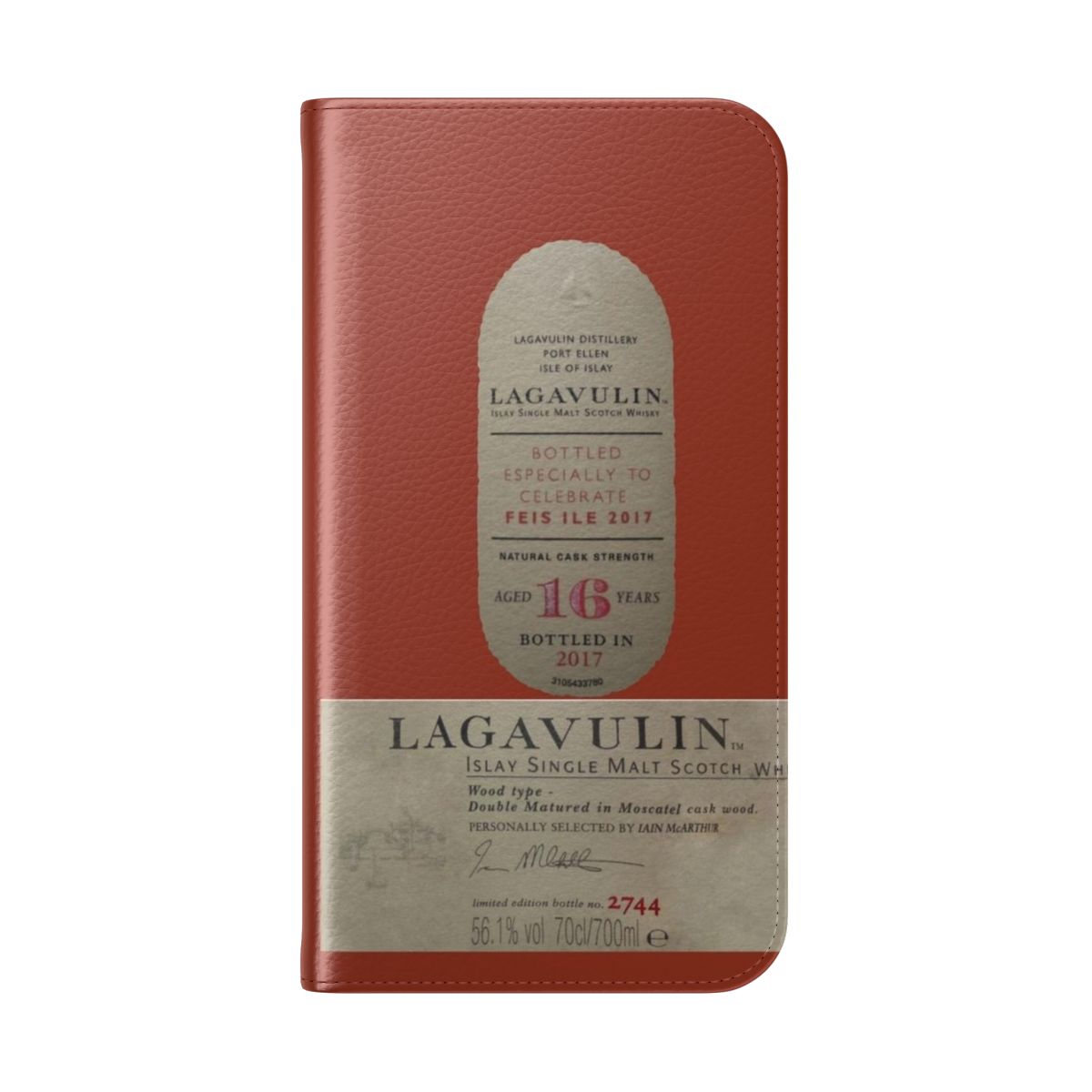 Premium Flip Cover Phone Case Inspired by Lagavulin 16 Single Malt Scotch Whisky - Folded Back