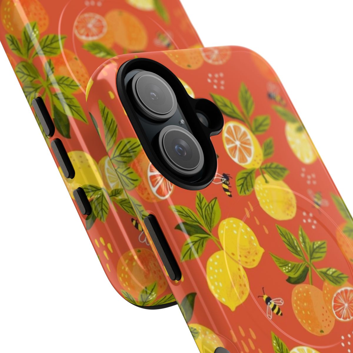 Vibrant lemons phone case with a trendy citrus pattern - Detail