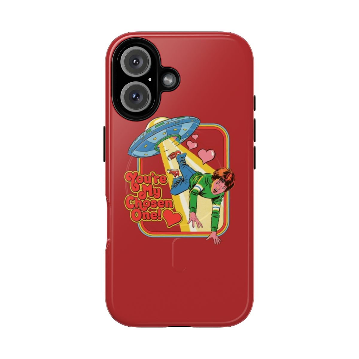 Personalized retro sci-fi magnetic phone case with heart design