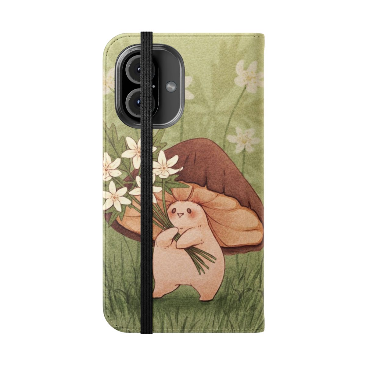 Whimsical phone case featuring a vibrant floral design with cottage core elements - Folded Front