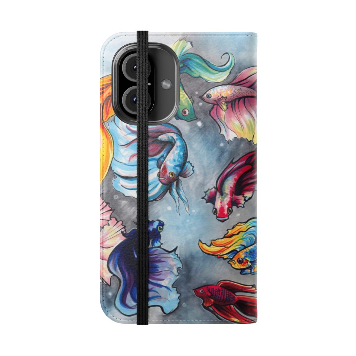 Betta fish phone case with a vibrant underwater design - Folded Front