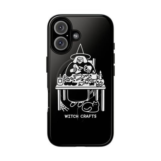 Spooky witch crafts magnetic phone case with Halloween-themed designs