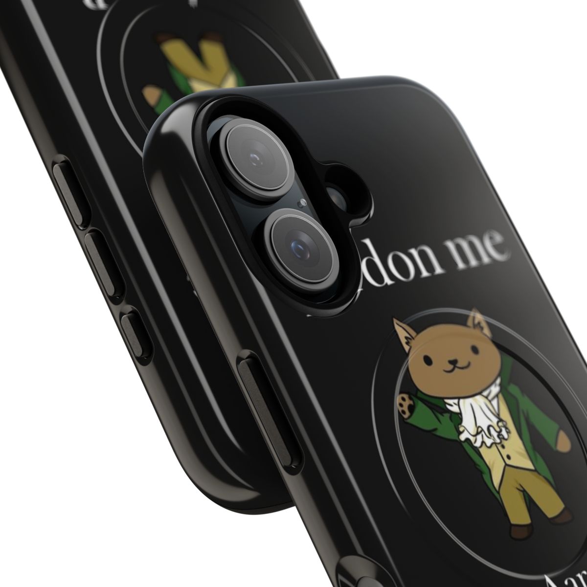 Magnetic tough phone case with a cute cat design and "Alexander Hamilcat" text, perfect for Hamilton musical fans. - Detail