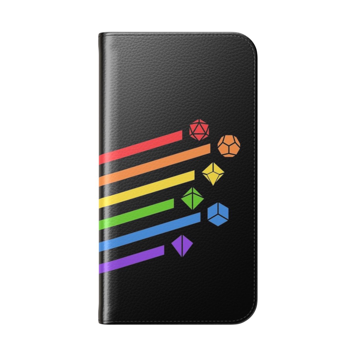 Colorful gaming dice in a flip cover phone case - Folded Back