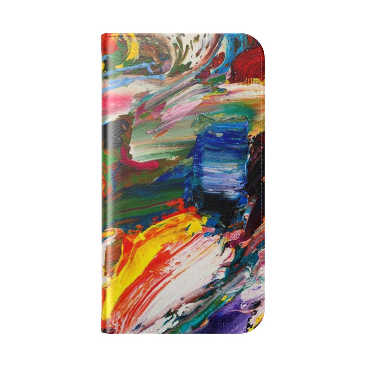 Colorful abstract art phone case with oil paint-style brush strokes - Folded Back