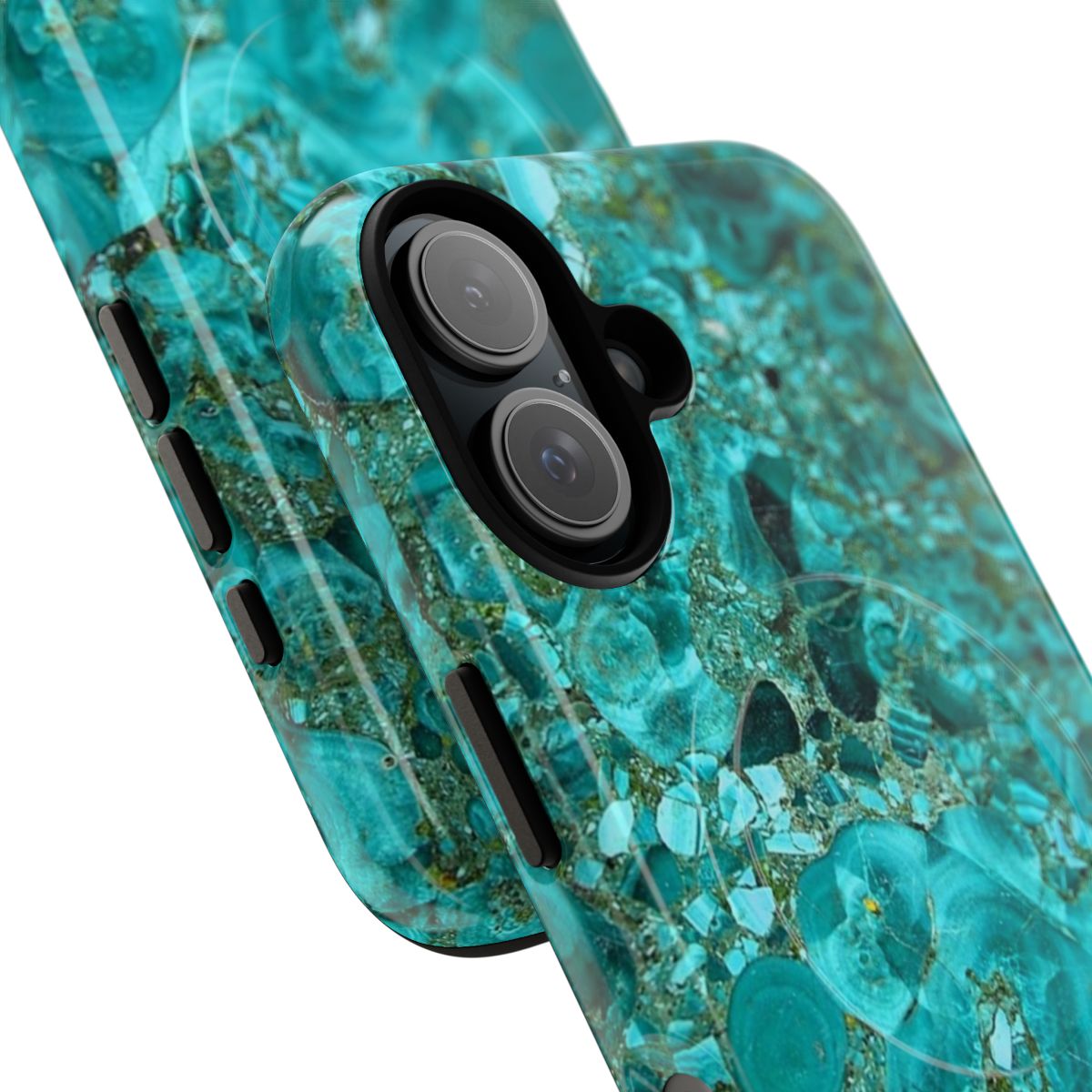 Turquoise blue and gold marble pattern phone case - Detail