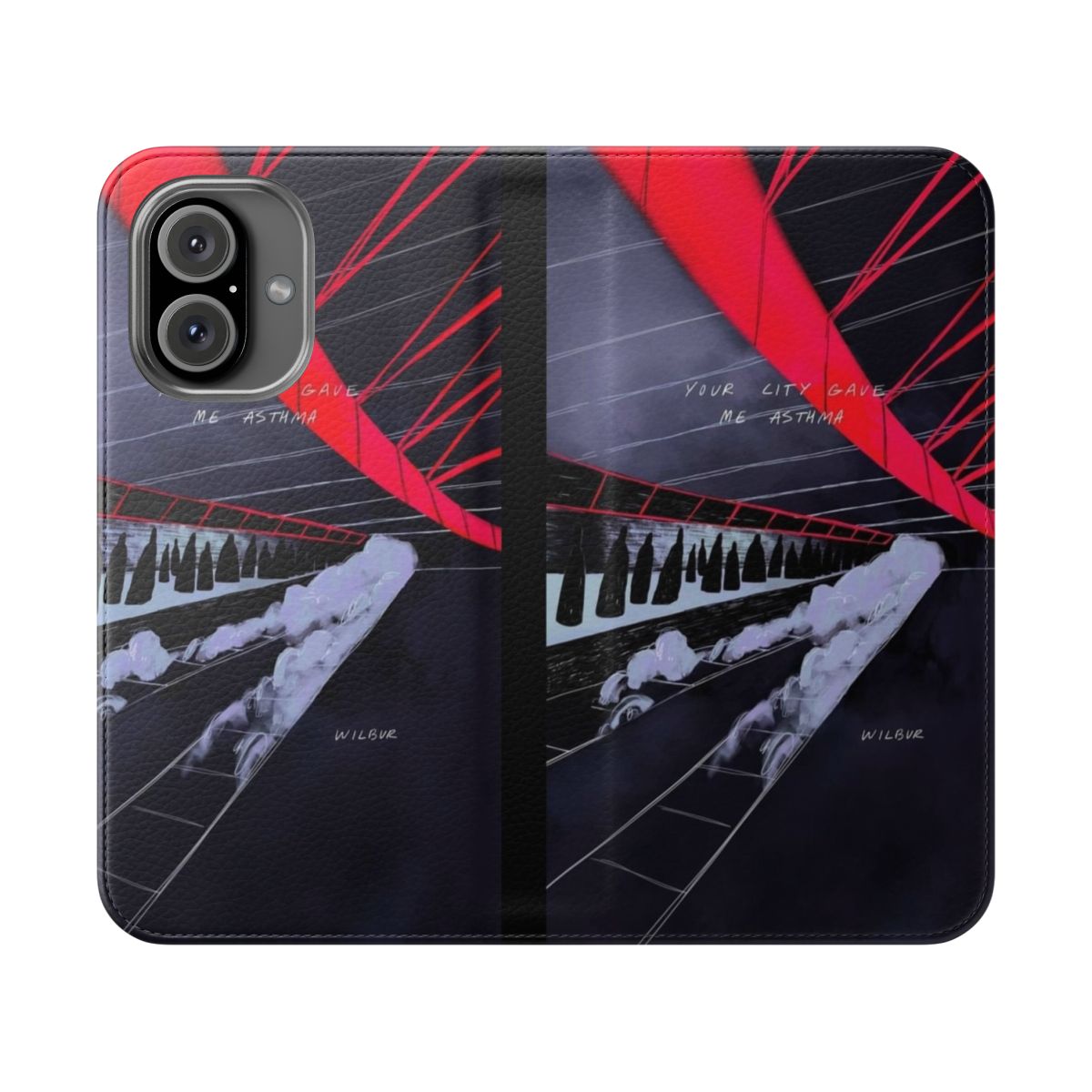 Flip cover phone case with YCGMA (Your City Gave Me Asthma) design, featuring Wilbur Soot and Dream SMP artwork.