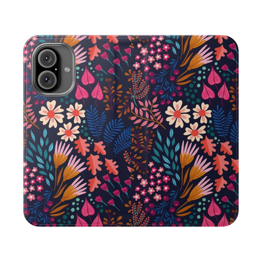 Flower field floral phone case with black background