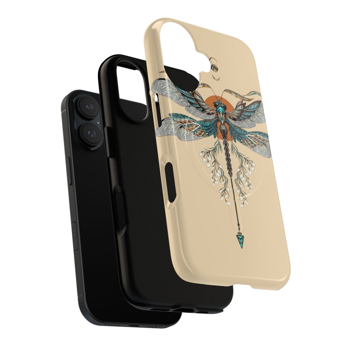 Dragonfly tattoo design phone case with winged nature artwork - Layers