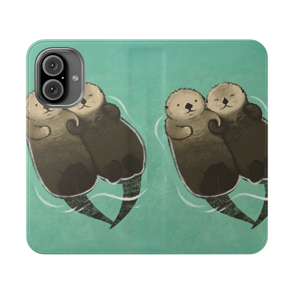 Otters Holding Hands Flip Phone Case - Cute Animal Nature Photography