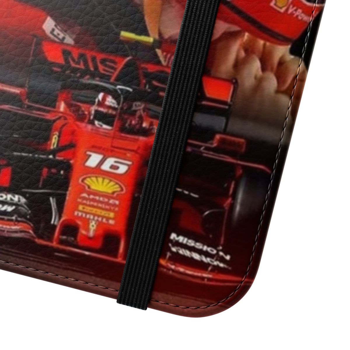 Colorful illustration of Formula 1 driver Charles Leclerc on a protective phone case cover - Close Up