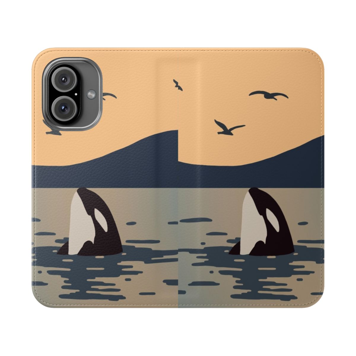 Killer whale Orca design on a smartphone flip cover case