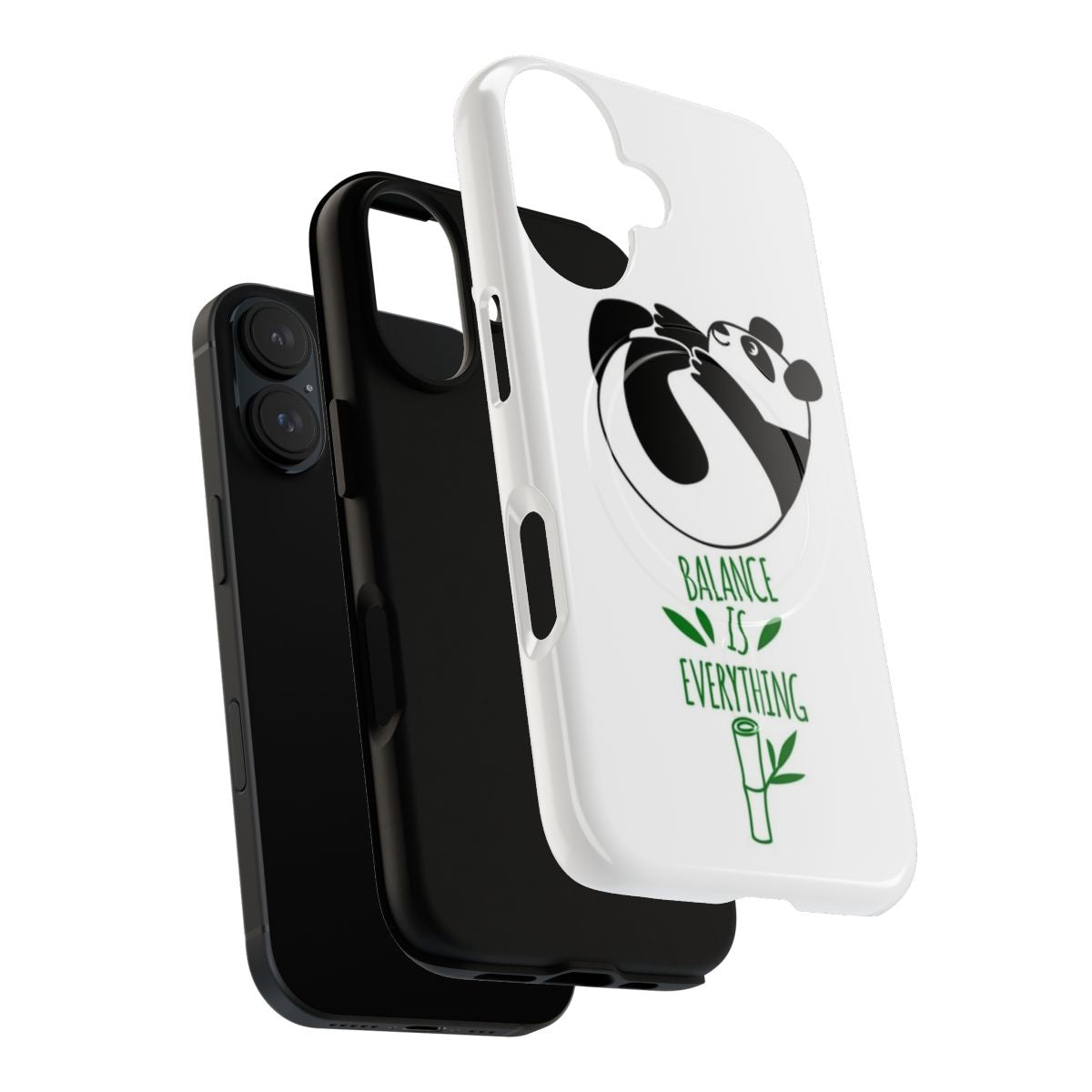 Tumbling panda on a magnetic tough phone case design, emphasizing balance and motivation - Layers