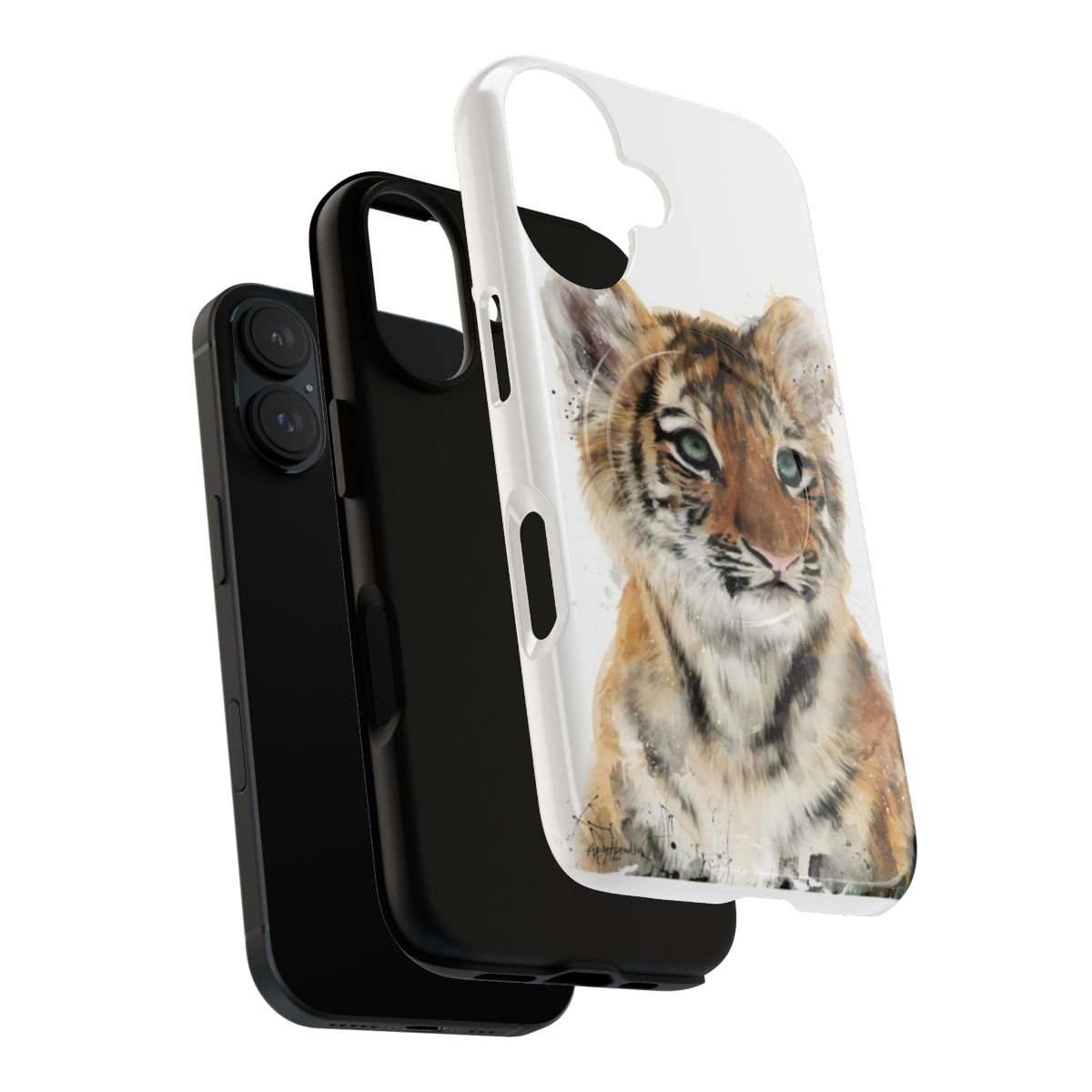 Magnetic phone case with a cute tiger cub portrait - Layers