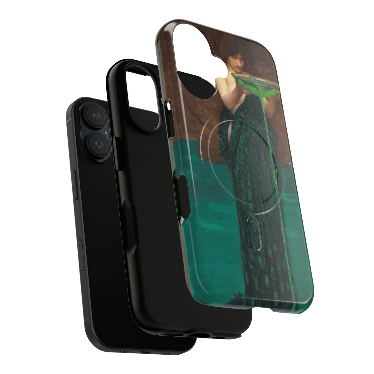 Magnetic phone case featuring the historic oil painting "Circe Invidiosa" by John William Waterhouse - Layers