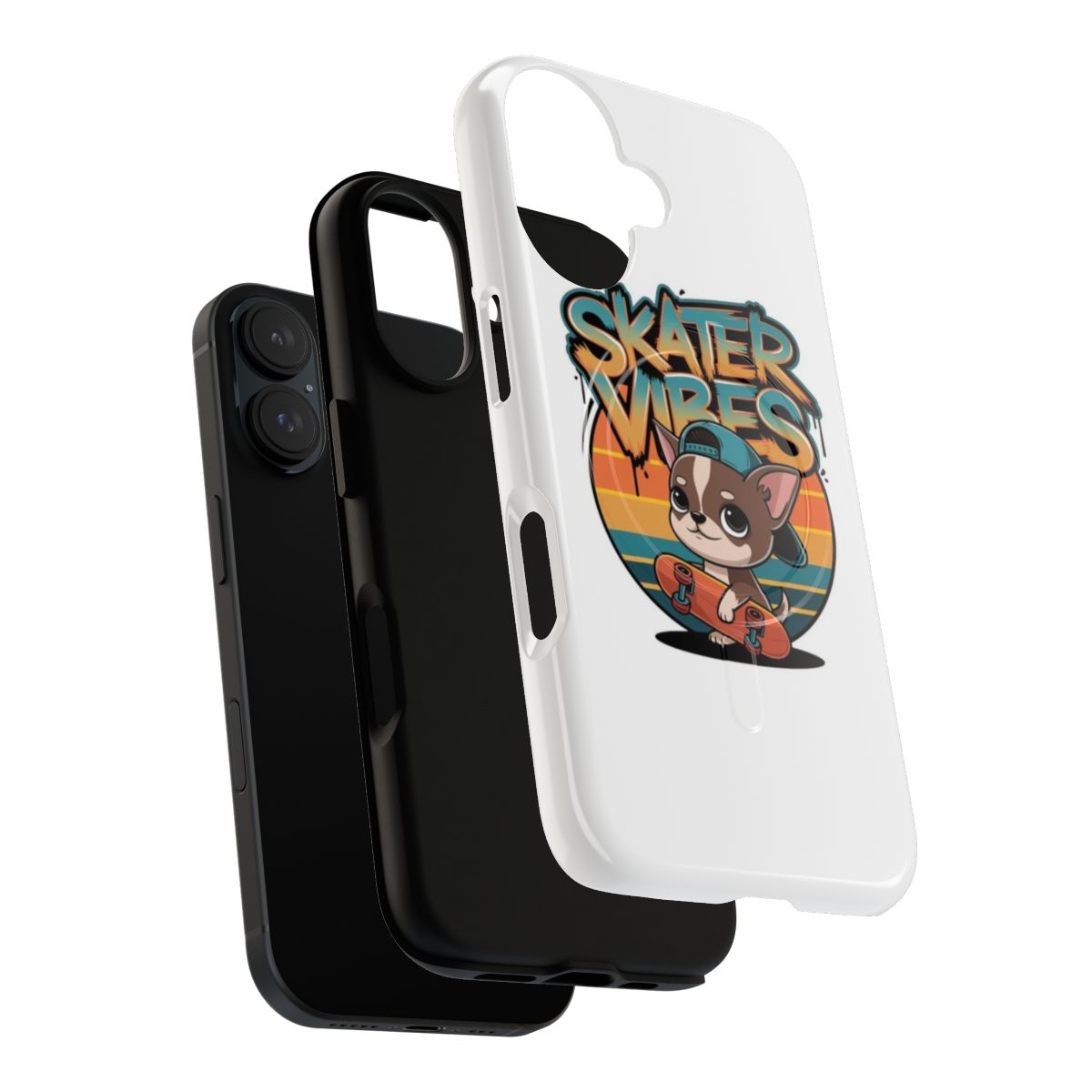 Magnetic tough phone case with skater and dog design - Layers