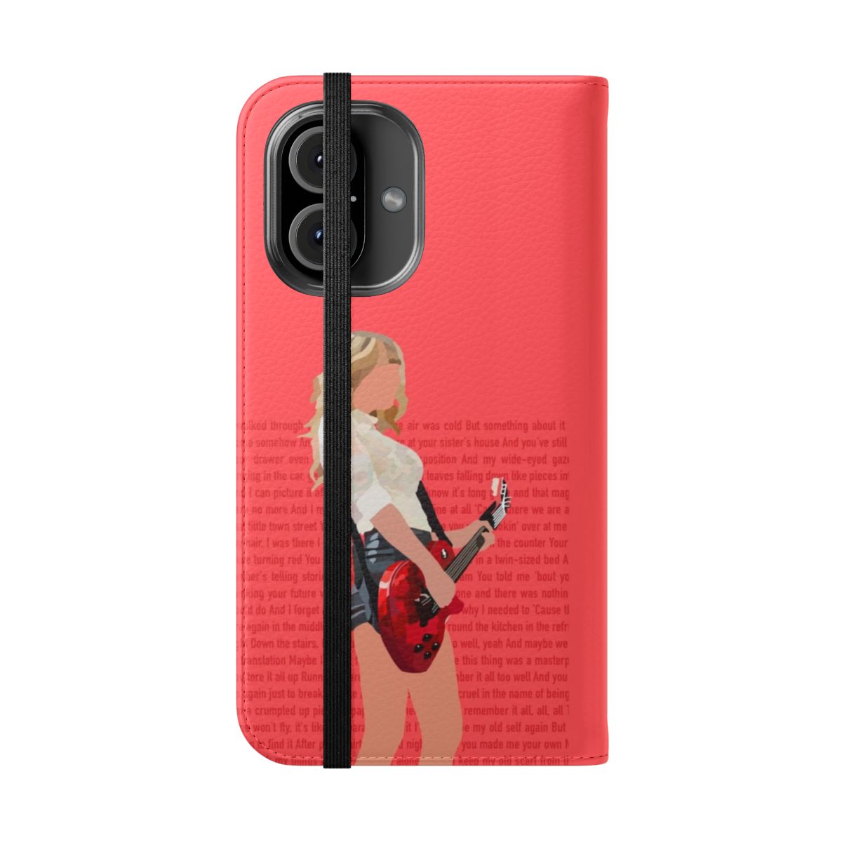 A protective phone case featuring lyrics and imagery from Taylor Swift's acclaimed "Red" album. - Folded Front