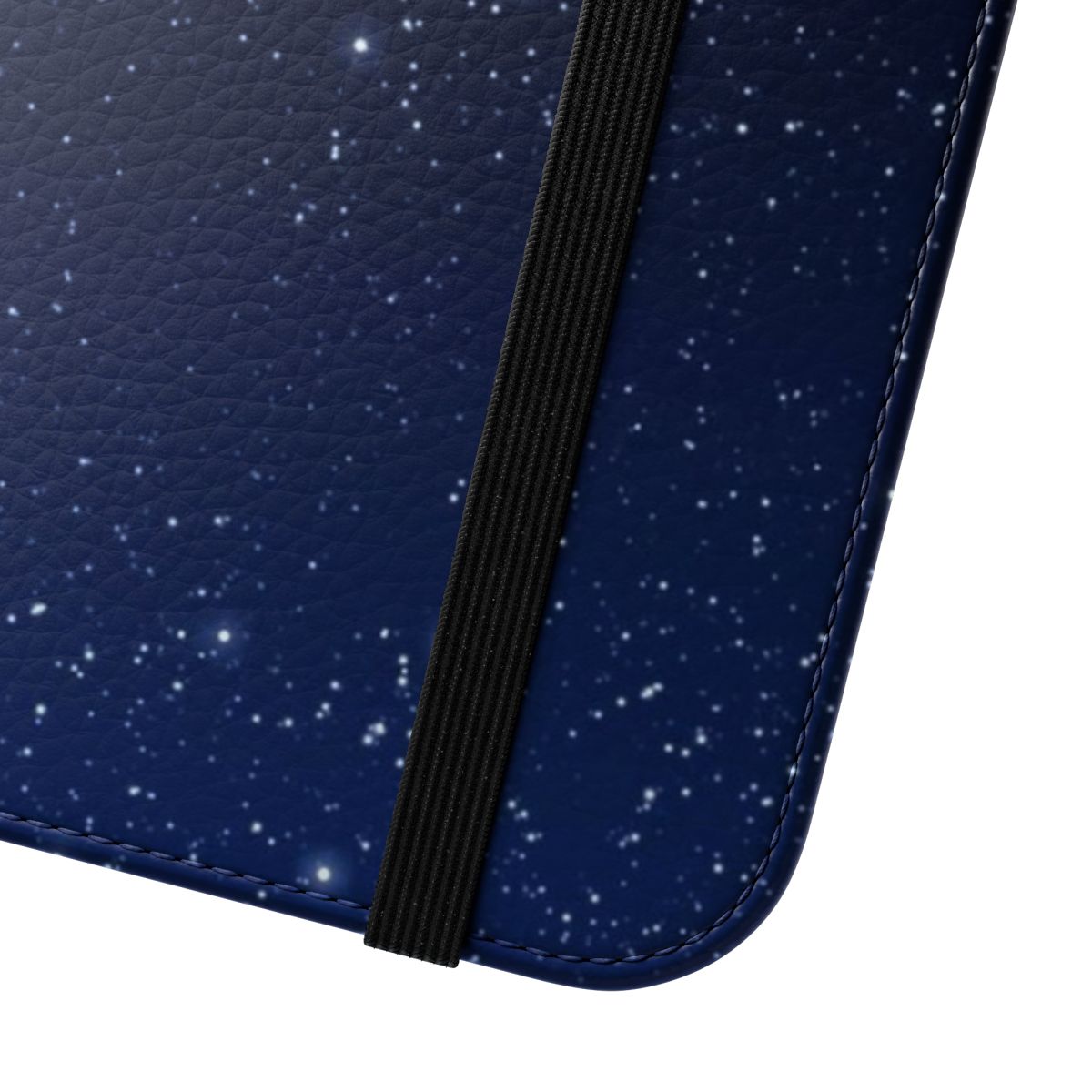 Flip phone case with a starry night sky design featuring a crescent moon. - Close Up