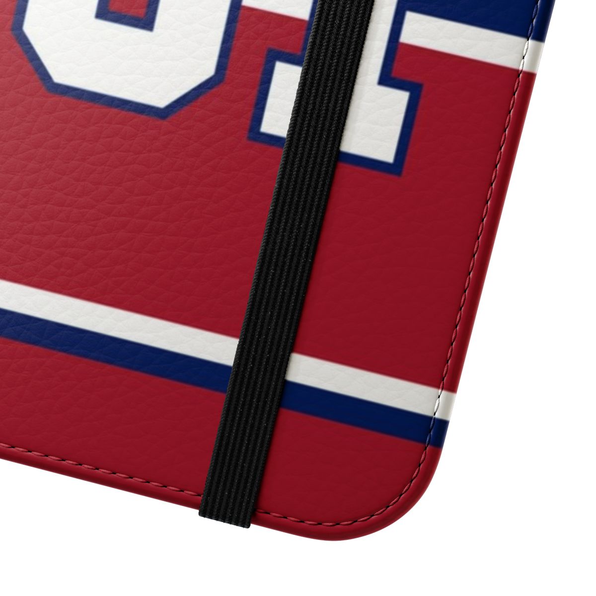 Montreal Canadiens inspired flip cover phone case with hockey design - Close Up