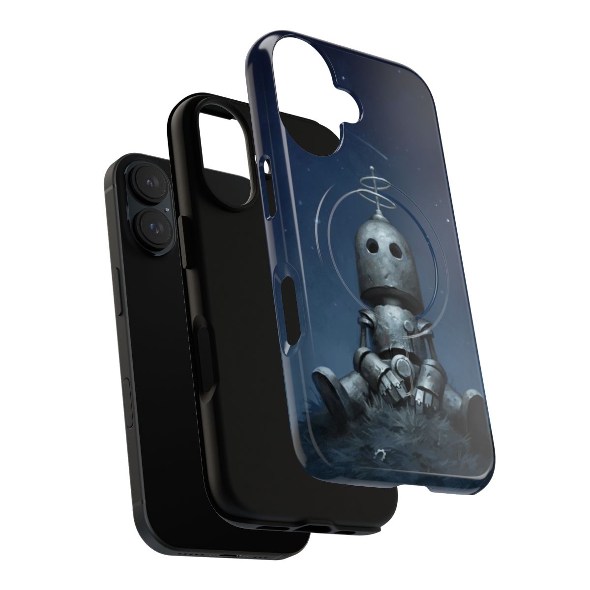 Stylish magnetic protective phone case with robot art design - Layers